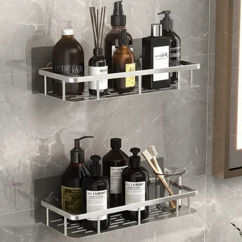 Bathroom Shelf Adhesive Drill-Free Stainless Steel & ABS Plastic