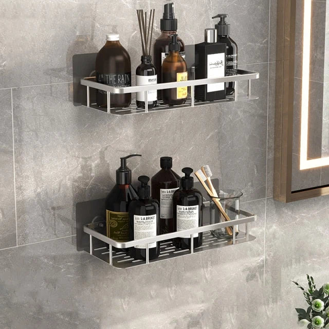Bathroom Shelf Suction Mount Tool-Free Rust-Resistant Metal