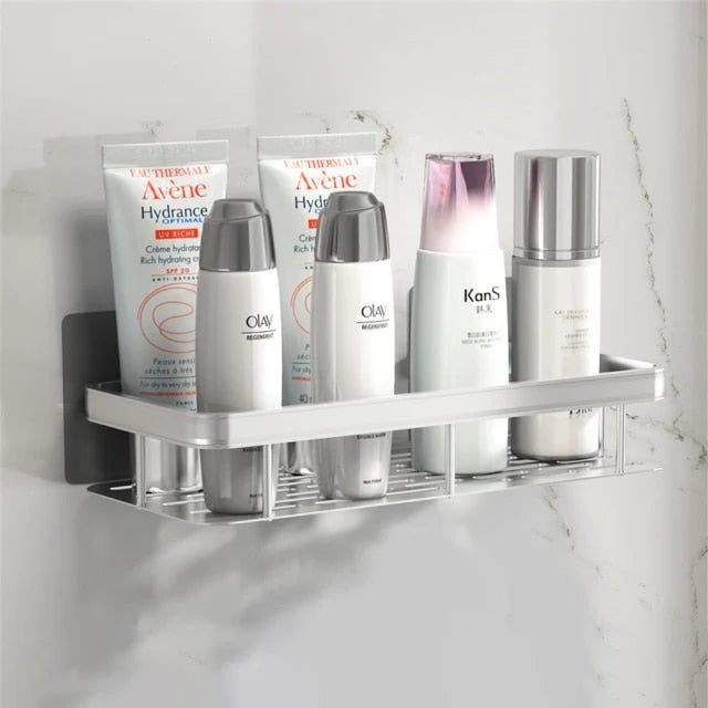 Bathroom Shelf Suction Mount Tool-Free Rust-Resistant Metal