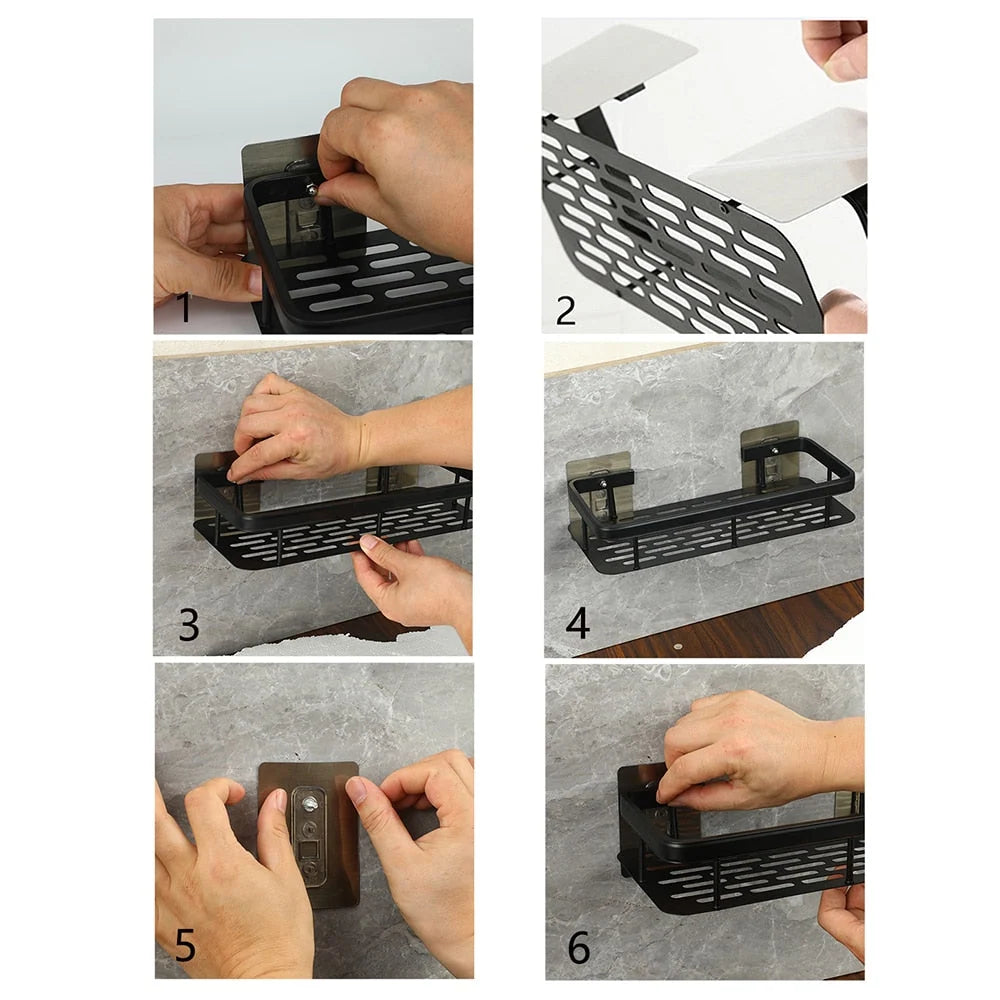 Bathroom Shelf Suction Mount Tool-Free Rust-Resistant Metal