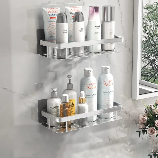 Bathroom Shelf Suction Mount Tool-Free Rust-Resistant Metal