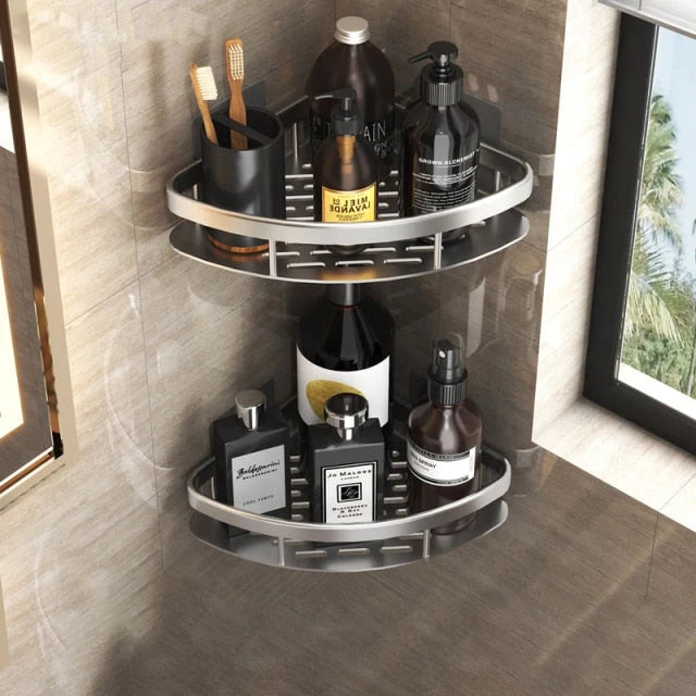 Bathroom Shelf Suction Mount Tool-Free Rust-Resistant Metal