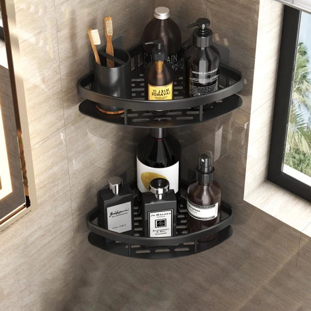Bathroom Shelf Suction Mount Tool-Free Rust-Resistant Metal