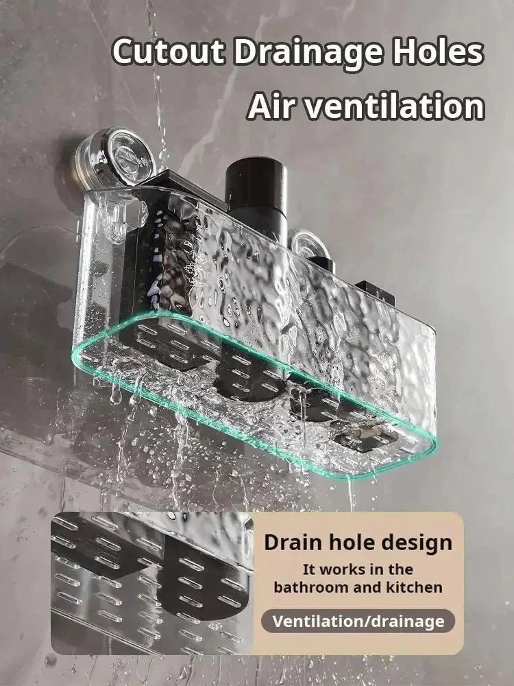 Bathroom Shelf Tool-Free Wall Mount With Drainage