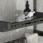 Bathroom Shelf Two-Tier Black Screw-Mounted Storage Rack
