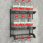 Bathroom Shelf Two-Tier Black Screw-Mounted Storage Rack