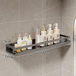 Bathroom Shelf Wall-Mounted Metal With Towel Bar & Hooks