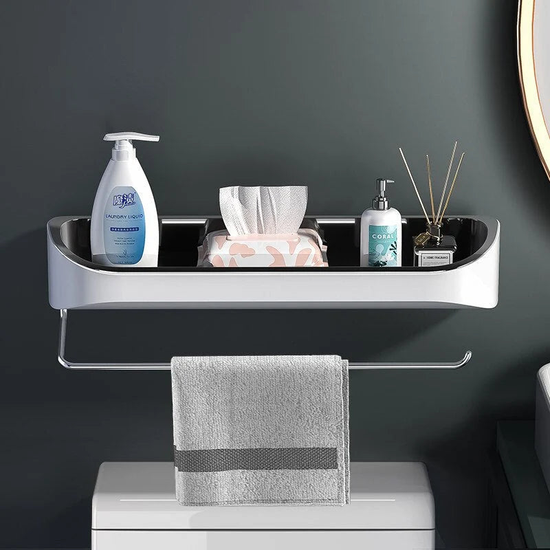 Bathroom Shelf Wall-Mounted Space-Saving Stainless Steel Towel Bar