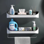 Bathroom Shelf Wall-Mounted Space-Saving Stainless Steel Towel Bar