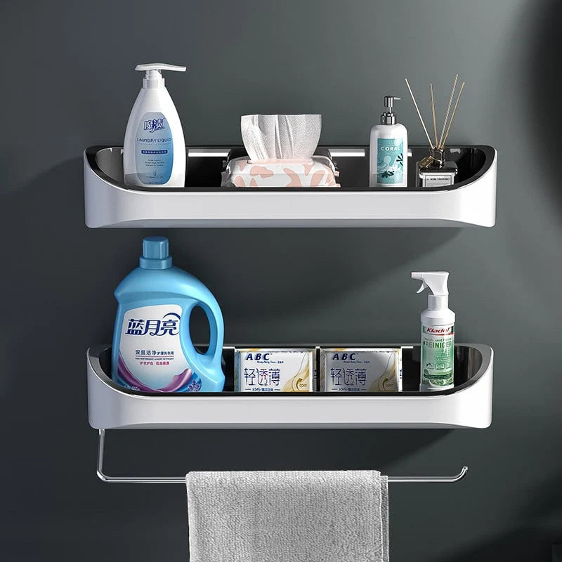 Bathroom Shelf Wall-Mounted Space-Saving Stainless Steel Towel Bar