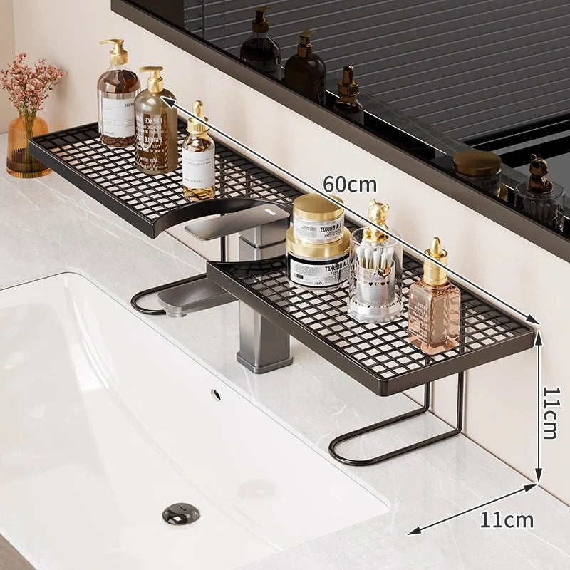 Bathroom Sink Shelf Organizer Over-Sink Ventilated Trays Tool-Free Setup