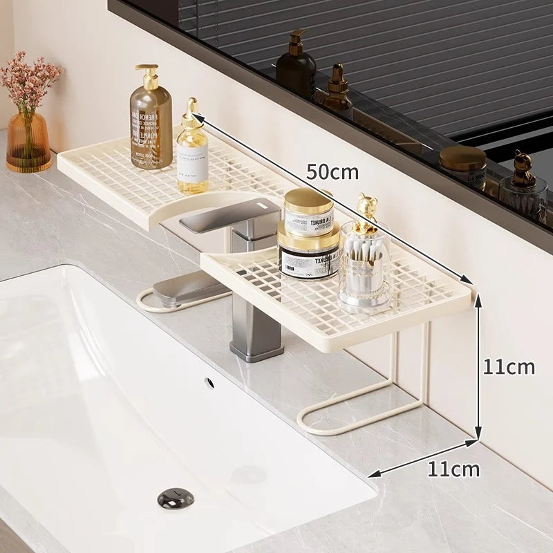 Bathroom Sink Shelf Organizer Over-Sink Ventilated Trays Tool-Free Setup