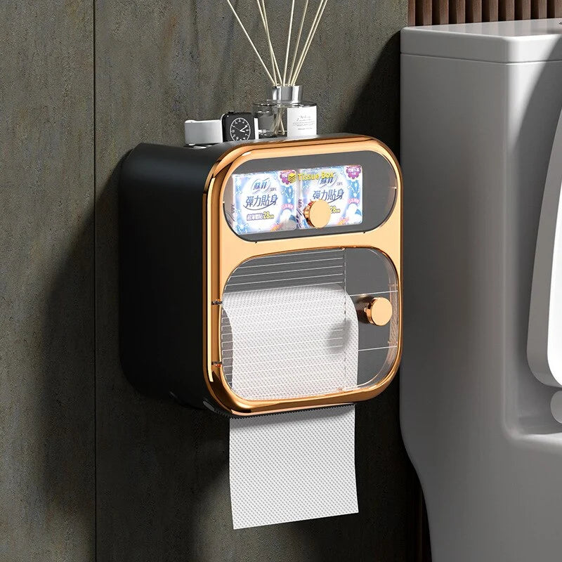 Bathroom Storage Box Wall-Mounted Dual Compartments ABS Construction