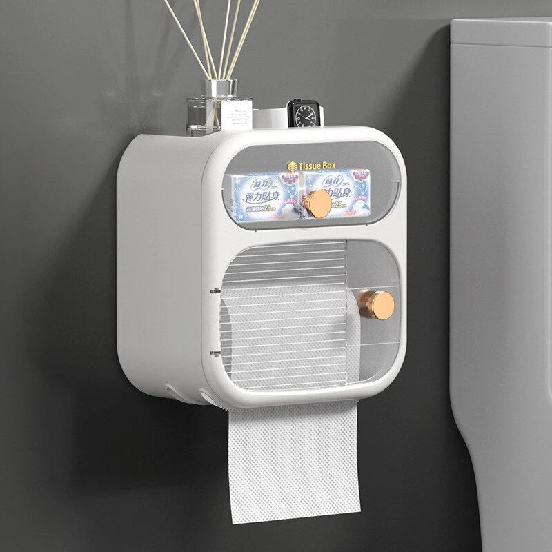 Bathroom Storage Box Wall-Mounted Dual Compartments ABS Construction