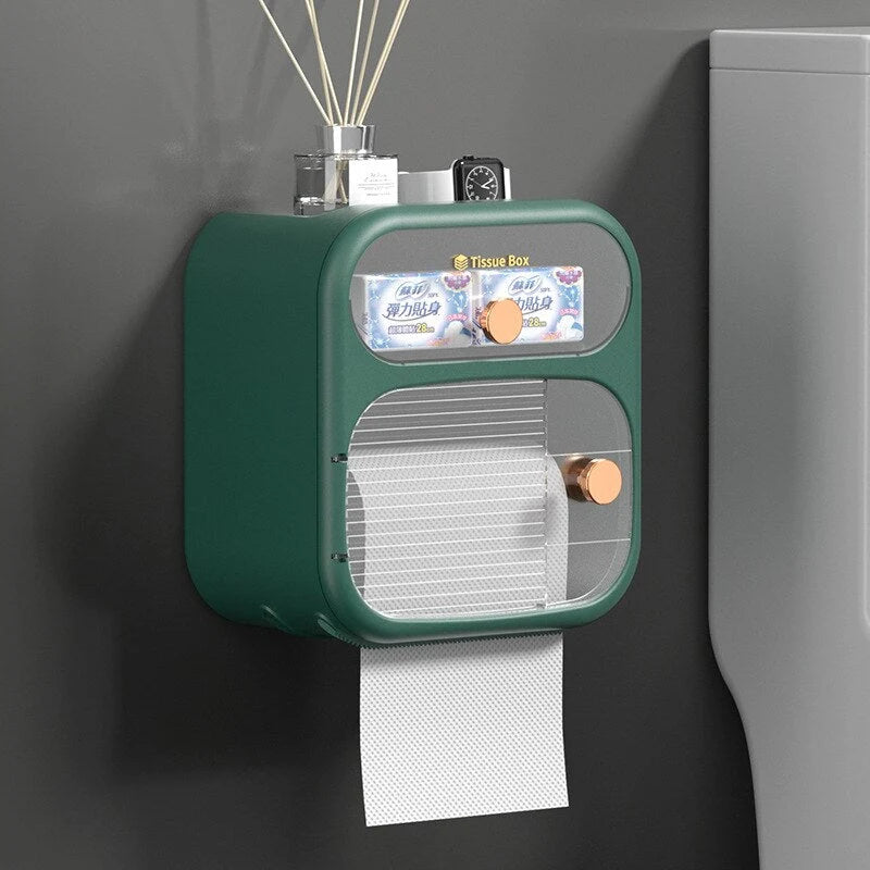 Bathroom Storage Box Wall-Mounted Dual Compartments ABS Construction