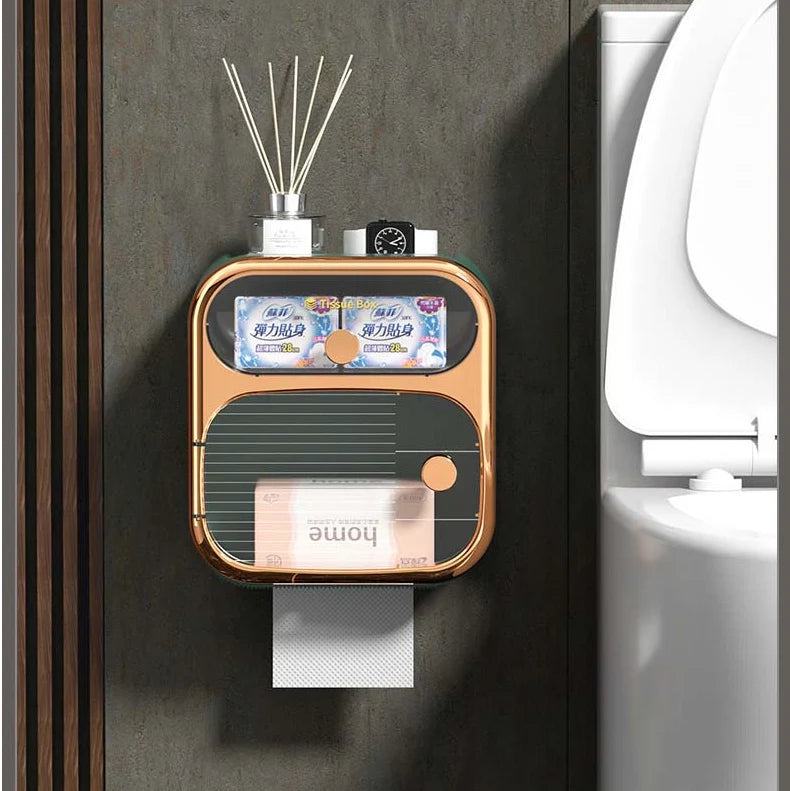 Bathroom Storage Box Wall-Mounted Dual Compartments ABS Construction