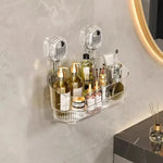 Bathroom Storage Organizer Suction Cup Mount Water-Resistant ABS