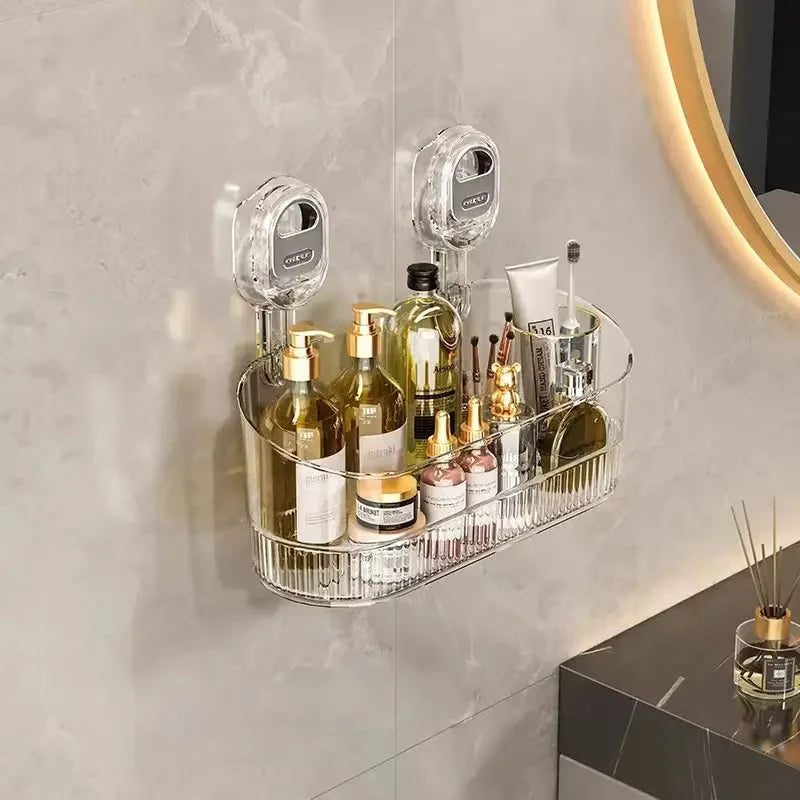 Bathroom Storage Organizer Suction Cup Mount Water-Resistant ABS