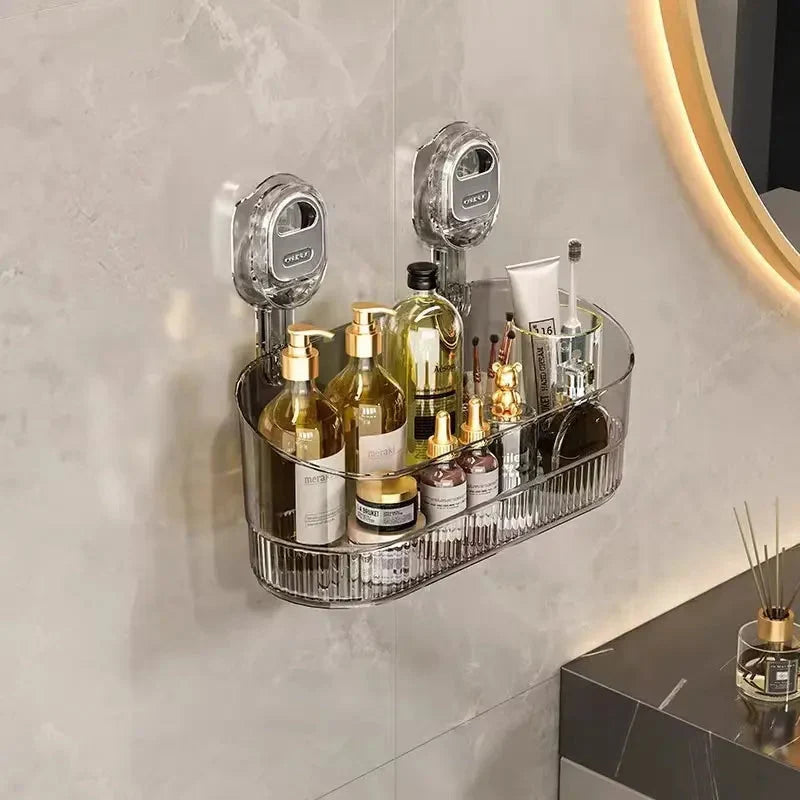 Bathroom Storage Organizer Suction Cup Mount Water-Resistant ABS