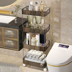 Bathroom Storage Rack Acrylic Rolling Slim Space-Saving Design
