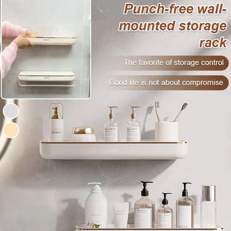 Bathroom Storage Shelf No-Drill Mount With Drainage Holes