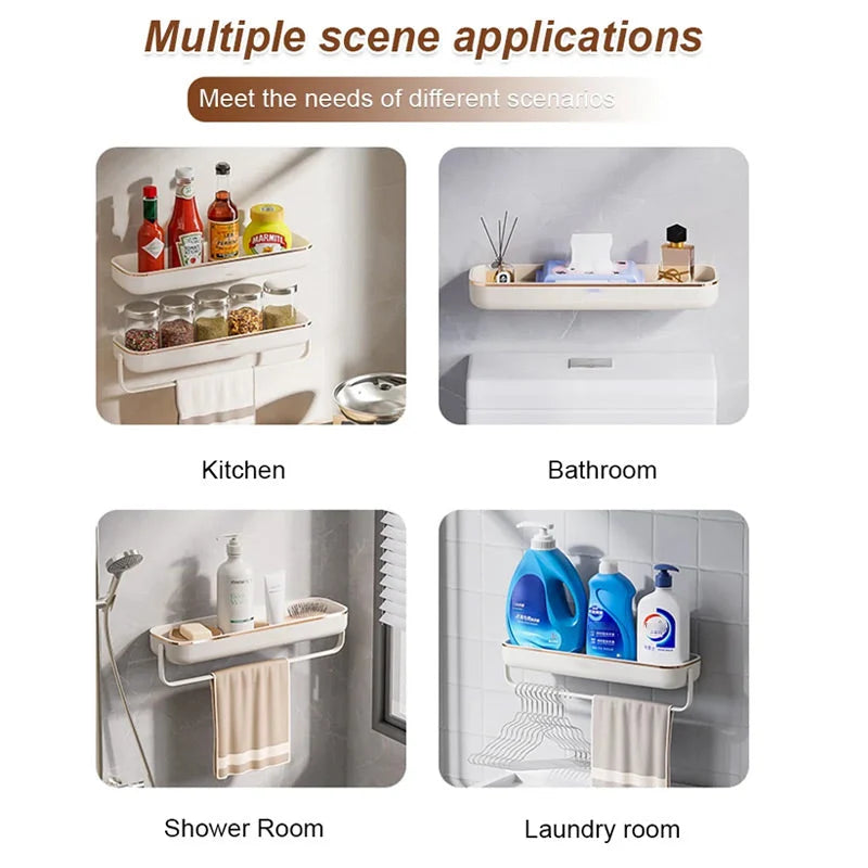 Bathroom Storage Shelf No-Drill Mount With Drainage Holes