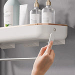 Bathroom Storage Shelf No-Drill Mount With Drainage Holes