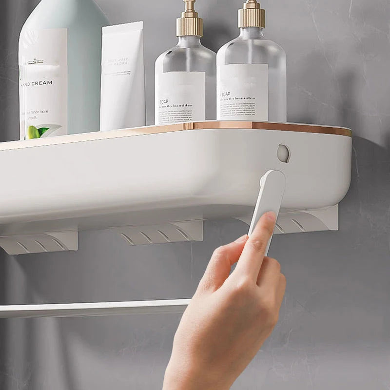 Bathroom Storage Shelf No-Drill Mount With Drainage Holes