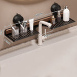 Bathroom Suction Cup Shelf Walnut Top No Drilling