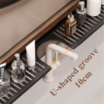 Bathroom Suction Cup Shelf Walnut Top No Drilling