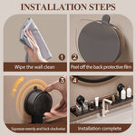 Bathroom Suction Cup Shelf Walnut Top No Drilling