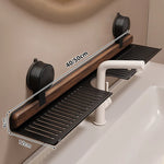 Bathroom Suction Cup Shelf Walnut Top No Drilling