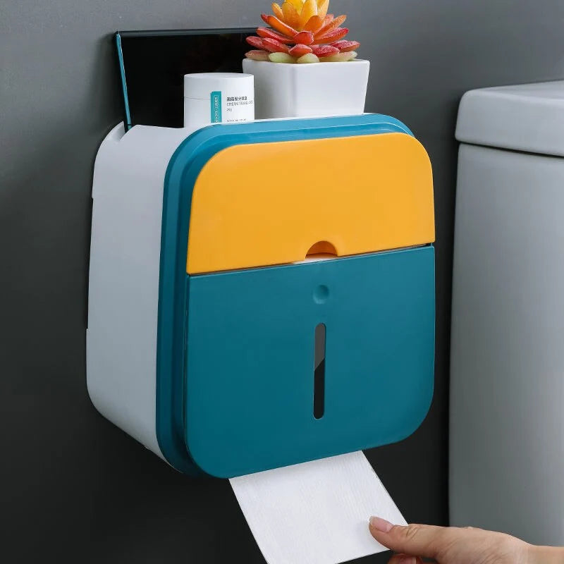 Bathroom Tissue Organizer No-Drill Phone Slot & Drawer