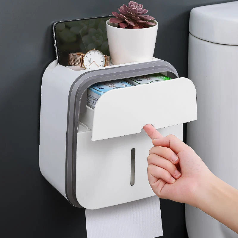Bathroom Tissue Organizer No-Drill Phone Slot & Drawer
