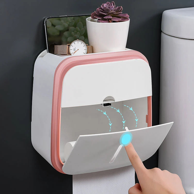 Bathroom Tissue Organizer No-Drill Phone Slot & Drawer