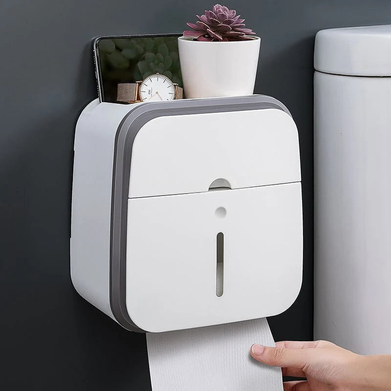 Bathroom Tissue Organizer No-Drill Phone Slot & Drawer