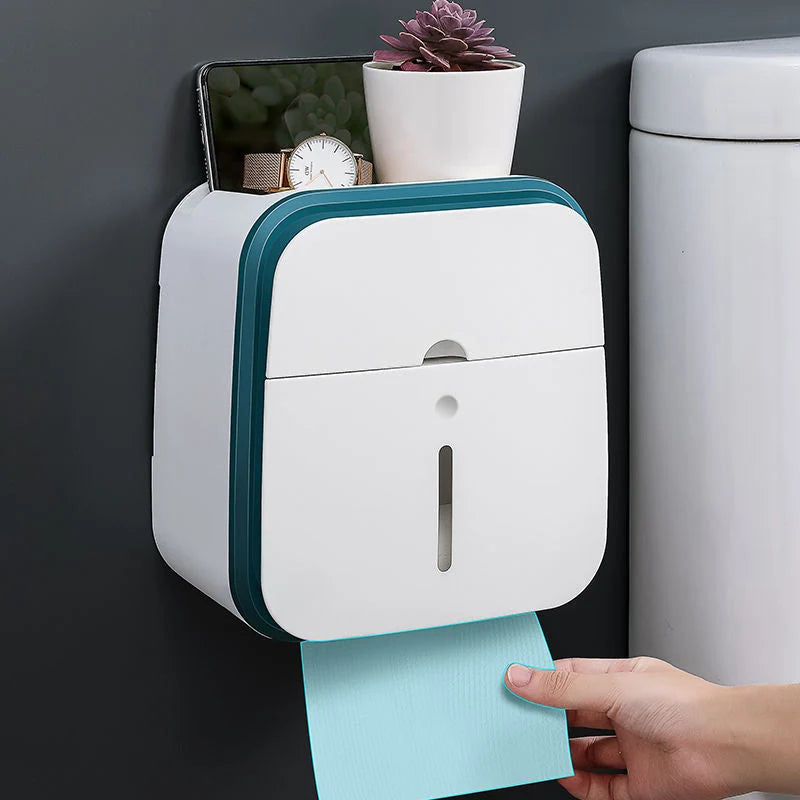 Bathroom Tissue Organizer No-Drill Phone Slot & Drawer