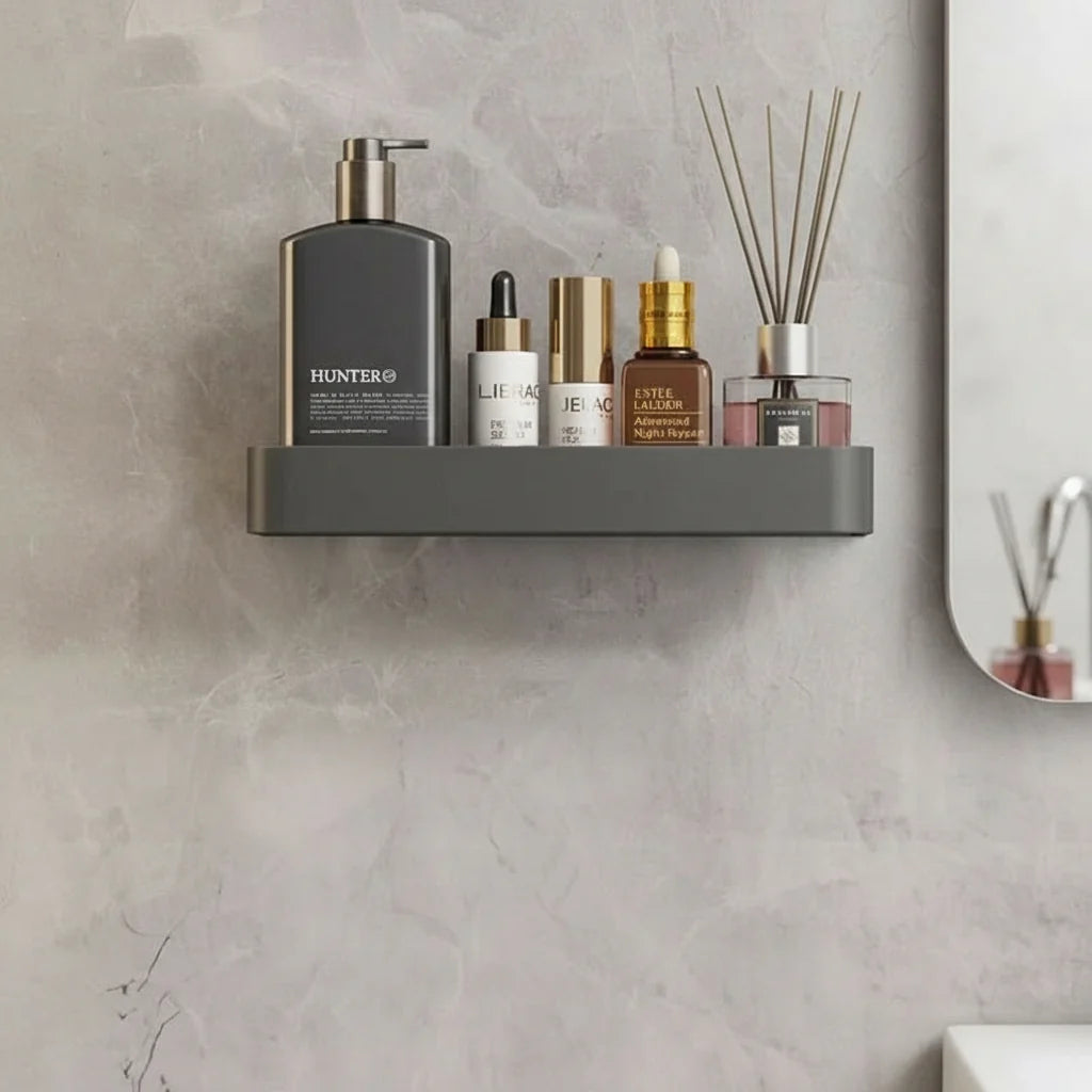 Bathroom Wall Shelf Drill-Free Water-Resistant Towel Holder Option