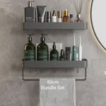 Bathroom Wall Shelf Drill-Free Water-Resistant Towel Holder Option