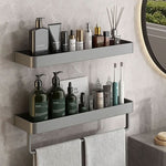 Bathroom Wall Shelf Drill-Free Water-Resistant Towel Holder Option