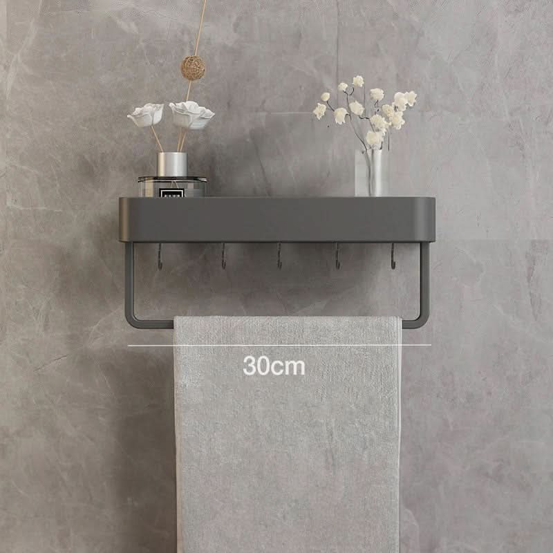 Bathroom Wall Shelf Drill-Free Water-Resistant Towel Holder Option
