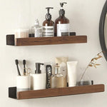 Bathroom Wall Shelf Wood Finish Self-Adhesive Moisture-Resistant