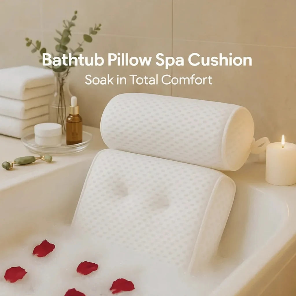 Bathtub Pillow Extra-Thick Foam Six Suction Cups