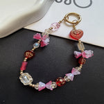 Beaded Keychain Floral & Heart Charms