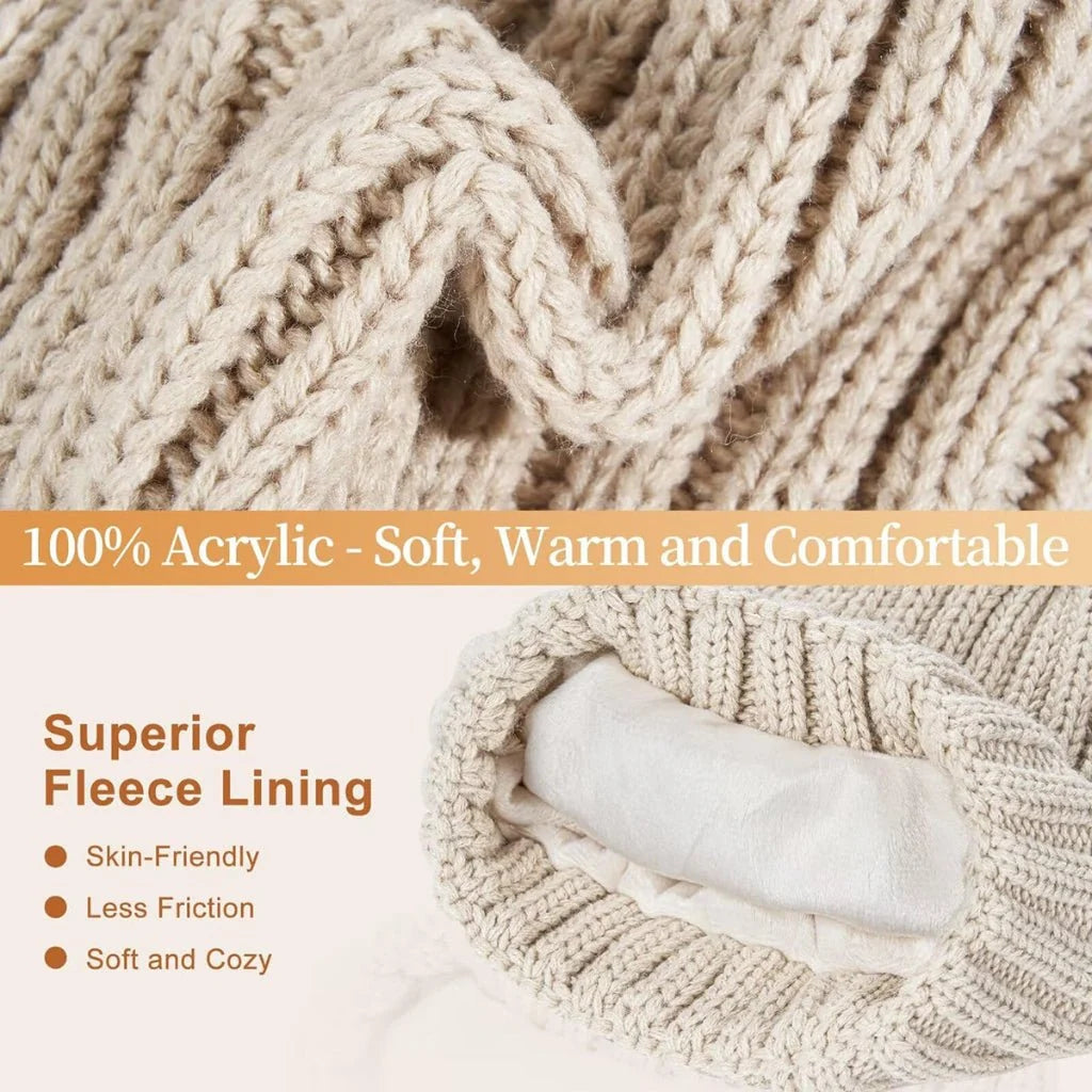 Beanie Scarf & Gloves Set Knitted Touchscreen-Compatible