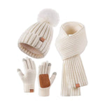 Beanie Scarf & Gloves Set Knitted Touchscreen-Compatible