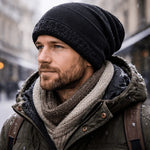 Beanie Slouchy Knit Fleece Lined Relaxed Fit