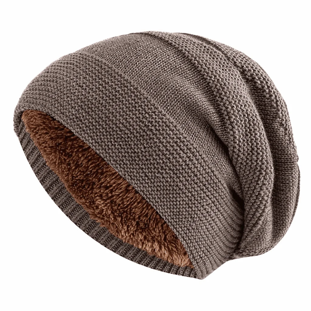 Beanie Slouchy Knit Fleece Lined Relaxed Fit