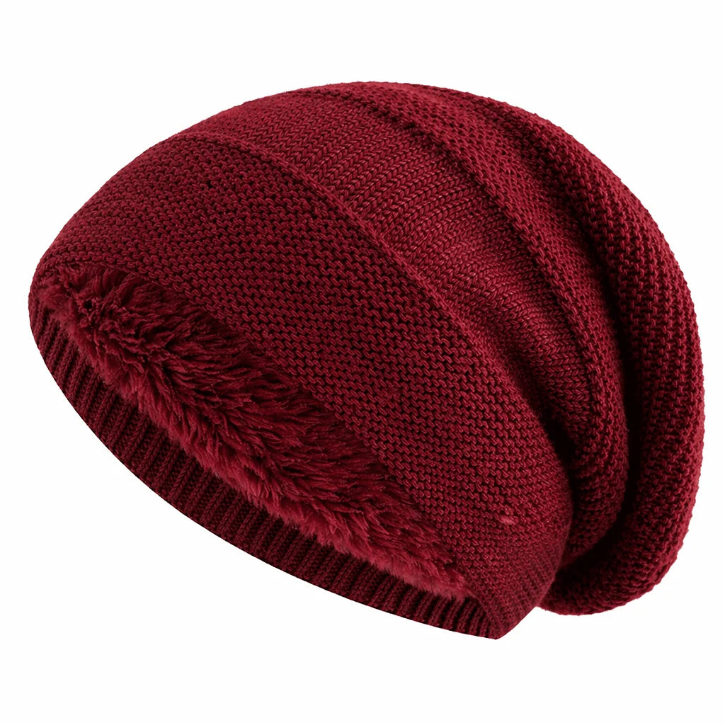 Beanie Slouchy Knit Fleece Lined Relaxed Fit