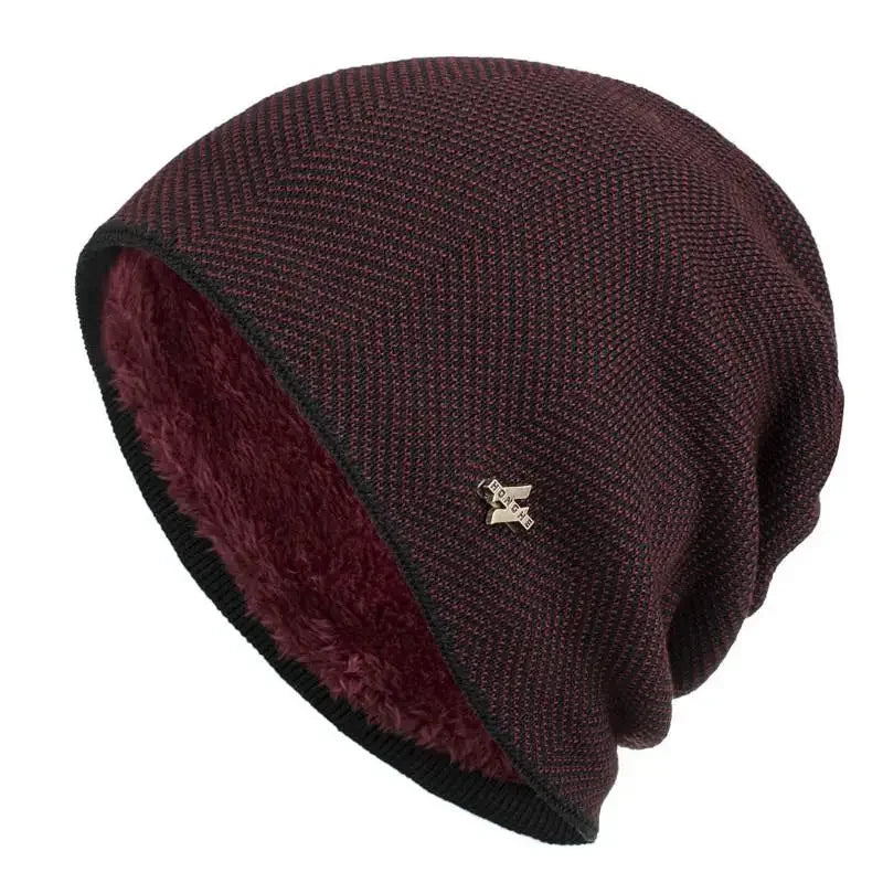 Beanie Textured Knit Fleece Lined Slouch Fit